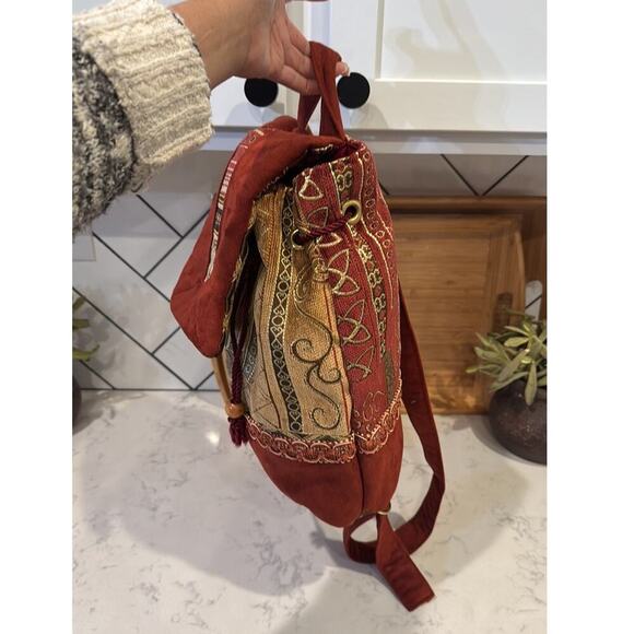 Handmade tapestry carpet bag adjustable backpack pocket inside bohemian indie main image 8